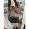 Estilo Coreano Chic Volantes Cuello Cuadrado Manga Larga Abullonada Corta Camisa Top de Temperamento Ropa para Mujer 26029