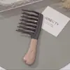 Pente de Duas Fileiras com Dentes Largos para Homens e Mulheres, Pente Nervurado para Massagem do Couro Cabeludo, Pente para Pentear Cabelos, Pente para Cachos e Ondas de Lã