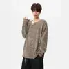 Outono de 2026 Estilo Preguiçoso Retrô Americano Malha Masculina Casual Solta Moda Roupas Masculinas Manga Longa Suéter Top