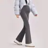 Calça pantalona para gestante de outono e inverno, corte justo, suporte para a barriga, alta elasticidade, calça boca de sino que alonga as pernas sem apertar a barriga, adequada para usar durante a gravidez