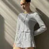 Conjunto de Pijama de Shorts de Manga Larga Gris Transfronterizo Estilo Nuevo Primavera 2025 Europeo y Americano Pijama Tejido Ropa de Casa para Exportación para Mujeres