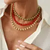 Collar de Bolas Étnico Colorido Simple con Cuentas Transfronterizo Europeo y Americano Versátil Estilo Ins Commuter Collar para Clavícula para Mujer