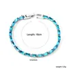 Pulseiras Coloridas de Diamante Populares Europeias e Americanas, Pulseiras Tennis Retangulares Brilhantes da Moda e Luxuosas, Joias de Aço Inoxidável para Mulheres