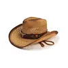 Comercio Exterior Venta al por mayor transfronteriza Sombreros de paja con estilo playero de primavera y verano, cortavientos y protectores solares para hombres y mujeres, estilo étnico, sombreros de paja estilo cowboy occidental europeo y americano