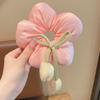 Anillo para el cabello de intestino grueso con flor de tulipán para niños 2025 Nuevo Cuerda para el cabello con bola para niñas Estilo coreano Diadema con correa Accesorios para el cabello