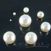 Precio por 50 piezas, perla sintética redonda con agujero, materiales para accesorios de cabello DIY, blanco perla, con agujero, cuentas falsas, blanquecino
