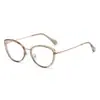 Gafas Cat-Eye de Color Té Frío para Mujer con Rostros Redondos, Estilo de Alta Gama, Adecuadas para un Look Natural Sin Maquillaje, con Lentes Graduadas, Anti-Luz Azul, Montura Completa Ultraligera