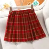 Conjunto Rojo de Año Nuevo para Niñas, Nuevo Estilo Otoño e Invierno, Elegante Suéter de Punto y Falda Plisada, Moderno Conjunto de Dos Piezas Estilo Coreano para Niños Mayores