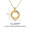 Pingente de Rosquinha Banhado a Ouro com Diamantes Coloridos Anel Doce Dopamina Colar com Pingente de Luxo Presente para Namorada