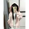 Sudadera con Capucha Gruesa de Terciopelo Personalizada para Mujer Otoño e Invierno 2025 Ropa de Trabajo Holgada de Moda Versátil Chaqueta de Cremallera