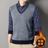 Comércio Exterior Transfronteiriço Outono e Inverno Novo Masculino Falso Duas Peças Tricô Versátil Gola Camisa Jaqueta Masculina Tamanho Grande Suéter