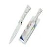 Fábrica en stock nuevo cuchillo de paleta blanco mango herradura patrón de onda de puntos acero inoxidable cocina juego de seis piezas cuchillo