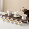 Caja de regalo de juego de té kung fu de porcelana blanca, tetera para uso doméstico, gaiwan, taza de té, regalo empresarial de cerámica