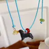 Colar Pingente Fofo de Cachorrinho Novo Chegada Feminino Corda de Couro Ajustável Nova Nicho Único Corrente para Clavícula Acessórios Corrente de Lã