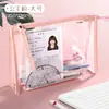 Bolsa de Exame Jerry Cor Vermelha da China para Estudantes do Vestibular Grande Capacidade Portátil Transparente Bolsa para Documentos