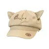 Gorro Octagonal con Orejas de Gato para Mujer Otoño Invierno Japonés Dulce Fresco Bordado Boina Hace que la Cara se Vea Más Pequeña Celebridad de Internet Orejas Lindas Boina