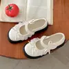 Zapatos de plataforma blancos estilo francés, punta redonda, con lazo, de tacón grueso bajo, para mujer, nuevos zapatos Mary Jane estilo ballet, verano 2026