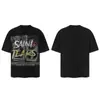 Saint Vintage Streetwear Americano Camiseta Holgada Vtg de Manga Corta para Hombre Camiseta Estampada Letra Retrato Camiseta Street