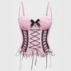 Camisole Modeladora de Renda com Barbatanas Mais Vendida na Amazon para Mulheres Alças Cruzadas com Laço Renda Cruzada Regata Para