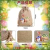 Nova Bolsa de Juta Coelho da Páscoa com Cordão Bolsa de Presente para Armazenamento Armazenamento de Doces Bolsa de Juta com Cordão Atacado
