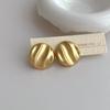 Brincos de círculo de padrão plissado estilo de metal simples 925 Brincos femininos anti-prata agulha de alto nível nebulosos brincos de combinação