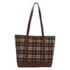 Bolsa Xadrez Vintage de Grande Capacidade para Outono e Inverno Feminina 2024 Nova Bolsa de Ombro para Lazer e Trabalho Bolsa Tote para Estudante Universitário