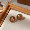 Pendientes de Chica de Hardware Femeninos Franceses Vintage Marrones Simples de Moda Pendientes Maillard para Mujeres