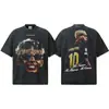 2026 Transfronterizo Yamal Retro Americano Algodón Puro Peso Pesado Estampado de Copos de Nieve Verano Transpirable Holgado Casual Top