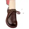 Sapatos Mãe Retrô de Comércio Exterior Transfronteiriço Novo Estilo Primavera e Outono Sapatos de Cano Baixo com Solado Macio para Mulheres Antiderrapantes Resistentes ao Desgaste Leves com Cadarço Sapatos Individuais