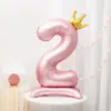 Globo Digital de Base de Pie de 42 Pulgadas, Corona de Princesa en Polvo, Globo de Niña para Fiesta de Cumpleaños y Aniversario