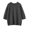 Macio e Leve~ Blusa de Tricô Consinee 100% Caxemira Pura com Manga Curta, Ombros Vazados e Mangas Três Quartos Soltas para Mulheres