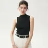 Baicai 100% cachemir nuevo top de punto sin mangas de cuello alto medio 2026 otoño/invierno ajuste ceñido punto capa base casual