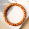 Pulsera de Sándalo Dorado Natural de Corte Recto en Forma de Píldora, Pulsera Lisa de Madera de Sándalo Estilo Chino, Accesorio de Mano Unisex Estilo Commuter