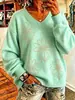 Suéter de punto con cuello en V y degradado transfronterizo, estilo casual versátil para adolescentes, capa base holgada para parejas, suéter falso para otoño e invierno