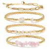 Set de Pulseras de Perlas de Cobre Chapadas en Oro de 14k Moda Europea para Mujer Exquisito Versátil Sentido del Diseño Joyería de Mano de Moda