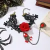Nuevos pendientes góticos de rosa oscura que combinan con todo, pendientes de flores de seda de aleación transfronteriza europea y americana para mujer.