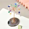 Venta al por mayor de fábrica base de lámina de ágata natural grava alambre de cobre árbol de la fortuna árbol de la vida decoración tejida a mano árbol de la fortuna