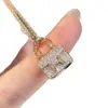 Collar Bolso Kangkang Lujo Ligero Colgante Letra H para Mujer Chapado en Oro Rosa 18K Diseño de Nicho Popular Cadena para Clavícula con Diamantes