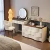 D05 Tocador y Armario Integrados Dormitorio Moderno Simple Tocador de Esquina Estilo Crema Tocador Retráctil de Mesita de Noche