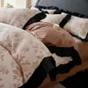 2026 Nuevo Juego de Cuatro Piezas de Lino Puro Amigable con la Piel Estilo Sábana Estilo Colcha Textura Transpirable Opcional Ropa de Cama