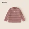 Ropa para Niños You Bao Camiseta de Manga Larga para Niños Rayas Cuello Semi-alto Capa Base para Bebé Ropa Interior Calidez de Invierno Top para Niñas