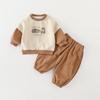 Roupas para Meninos Conjunto de Moletom Outono Novo Estilo Manga Longa Roupa de Passeio para Bebê Menino Conjunto de Duas Peças Atacado do Fabricante