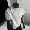 Camiseta de Manga Corta Pesada con Capa de Aire y Punto Acanalado, Estilo Veraniego High Street para Hombre, Moderna y Versátil