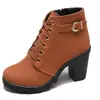 Fornecimento para as quatro estações outono e inverno de 2019 Novas botas curtas de salto grosso comércio exterior tamanho grande botas curtas femininas com cadarço vintage Botas de Cavaleiro moda
