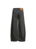 Pantalones de Trabajo Rectos Desestructurados con Parches Estilo Americano de la Marca de Moda Nanxia para Hombre, Pantalones Anchos Versátiles de Moda Vintage Sueltos