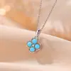 Yiluyin Collar con Colgante de Plata de Ley S925 Turquesa Cruda Trébol de Cuatro Hojas para Mujer, Colgante de Diseño de Nicho Versátil de Lujo Ligero