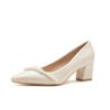 Zapatos de Boda de Nicho Estilo Francés para Mujer, Nuevo Estilo Primavera Temprana 2026, Zapatos de Boda Xiuhe con Tacones Gruesos, Versátiles, Tachonados con Perlas, Cómodos Zapatos para Novia