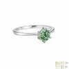 Anillo de Plata de Ley S925 Colorido con Moissanita Completa Anillo de Moissanita Clásico con Seis Garras Banda Delgada Anillo Cerrado para Mujer