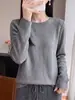 Top base de manga larga para mujer, mezcla de seda y lana sin costuras, finamente hilado, suave, hipoalergénico y sin costuras, perfecto para usar en capas en otoño e invierno.