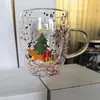 Novo Copo de Água de Vidro de Borossilicato Isolado de Camada Dupla de Natal para Reuniões Familiares, Festas e Atmosfera Festiva